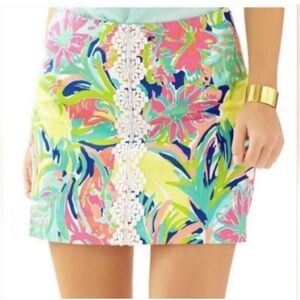 Lilly Pulitzer Multicolor Tropical Floral Lace-Trim Skort